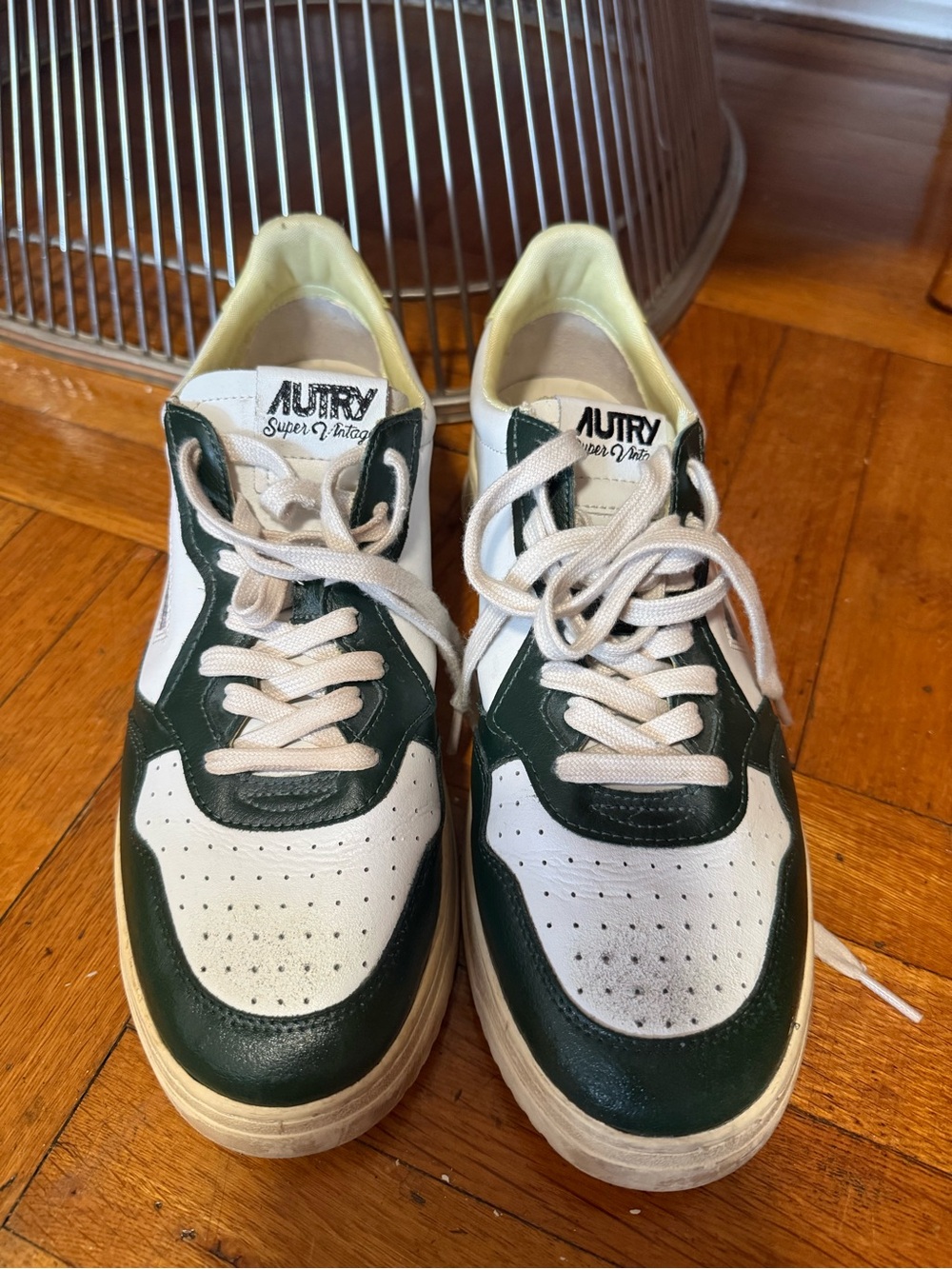 Autry Low-Top Sneakers in White and Dark Green